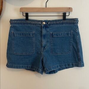 Madewell Braided-Waist Dark Blue Denim Shorts